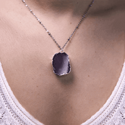 Collier avec pierre naturelle sertie