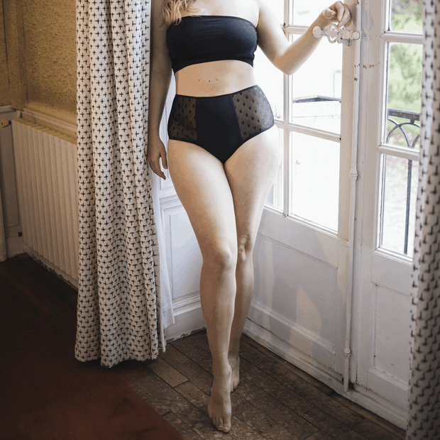 Culotte menstruelle taille haute plumetis rhéa