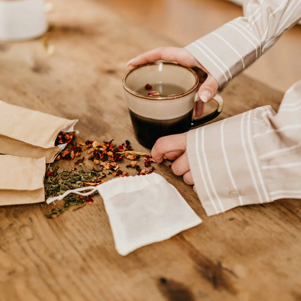 Lot de 5 sachets à thé réutilisables en coton bio