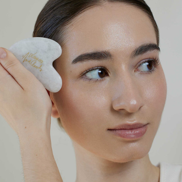 Gua sha de quartz blanc