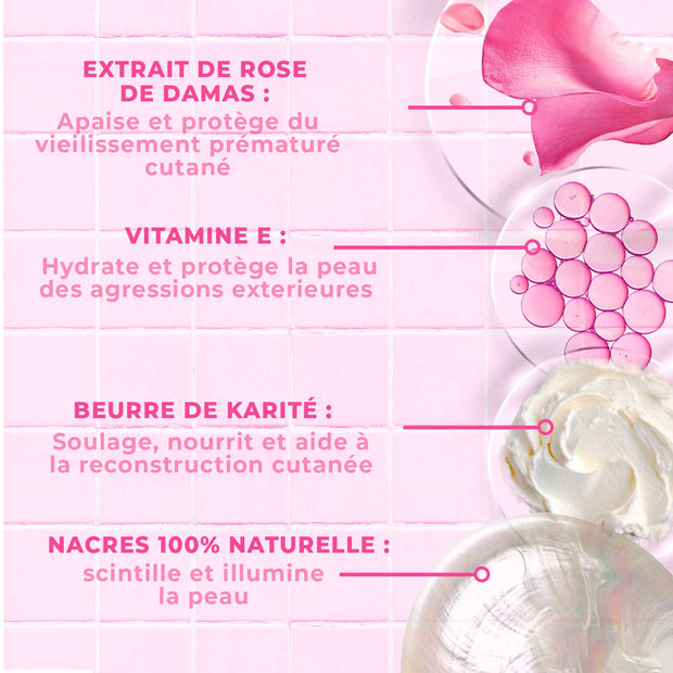 Lait corps scintillant monoï rose